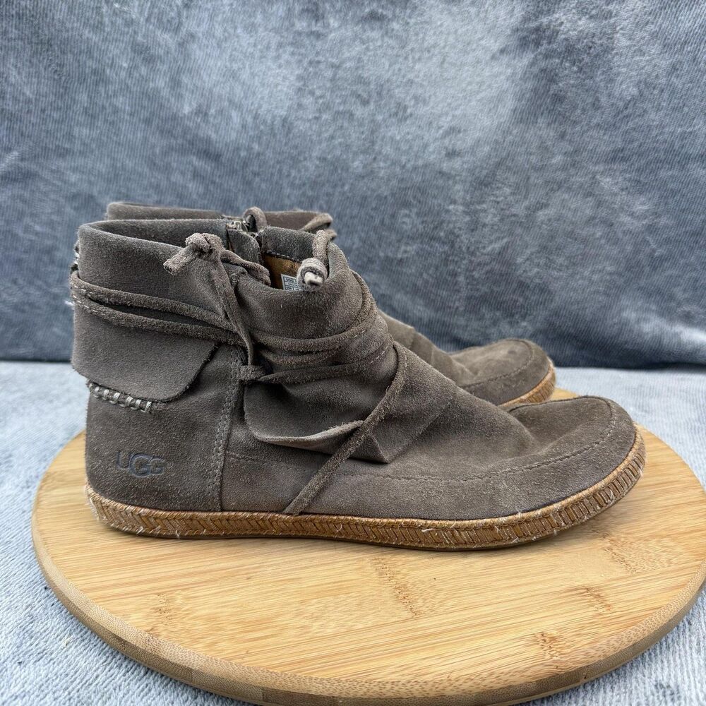 UGG 1019129 Shoes Womens Size 8 Gray Suede Zip Mid Top Casual Sneakers